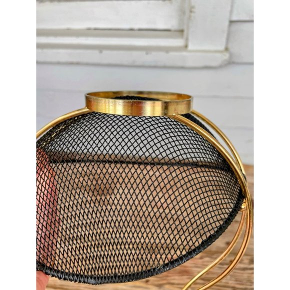 Vintage MCM Black Metal Mesh Swan Shaped  Basket Decor - Picture 2 of 11